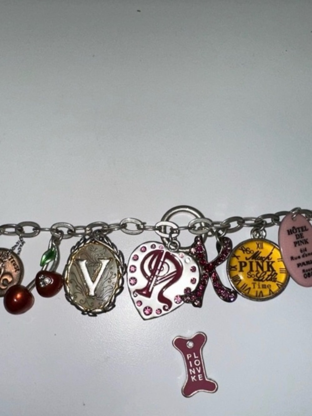 PINK Victoria's Secret Silver Charm Bracelet with Pink, Red and Yellow Accents - Picture 6 of 8